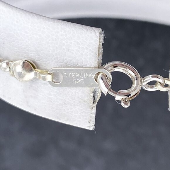 Blue Glass Bead Bracelet | Sterling Silver 925 | 90's Jewelry | 7" - Picture 5 of 7